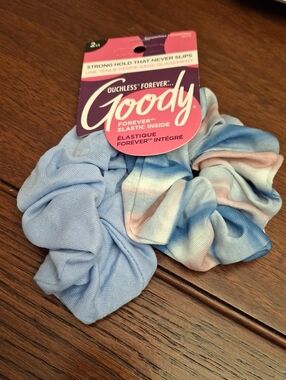 Goody Pastel Blue & Multicolor Tie-Dye Scrunchie Set Of 2 New